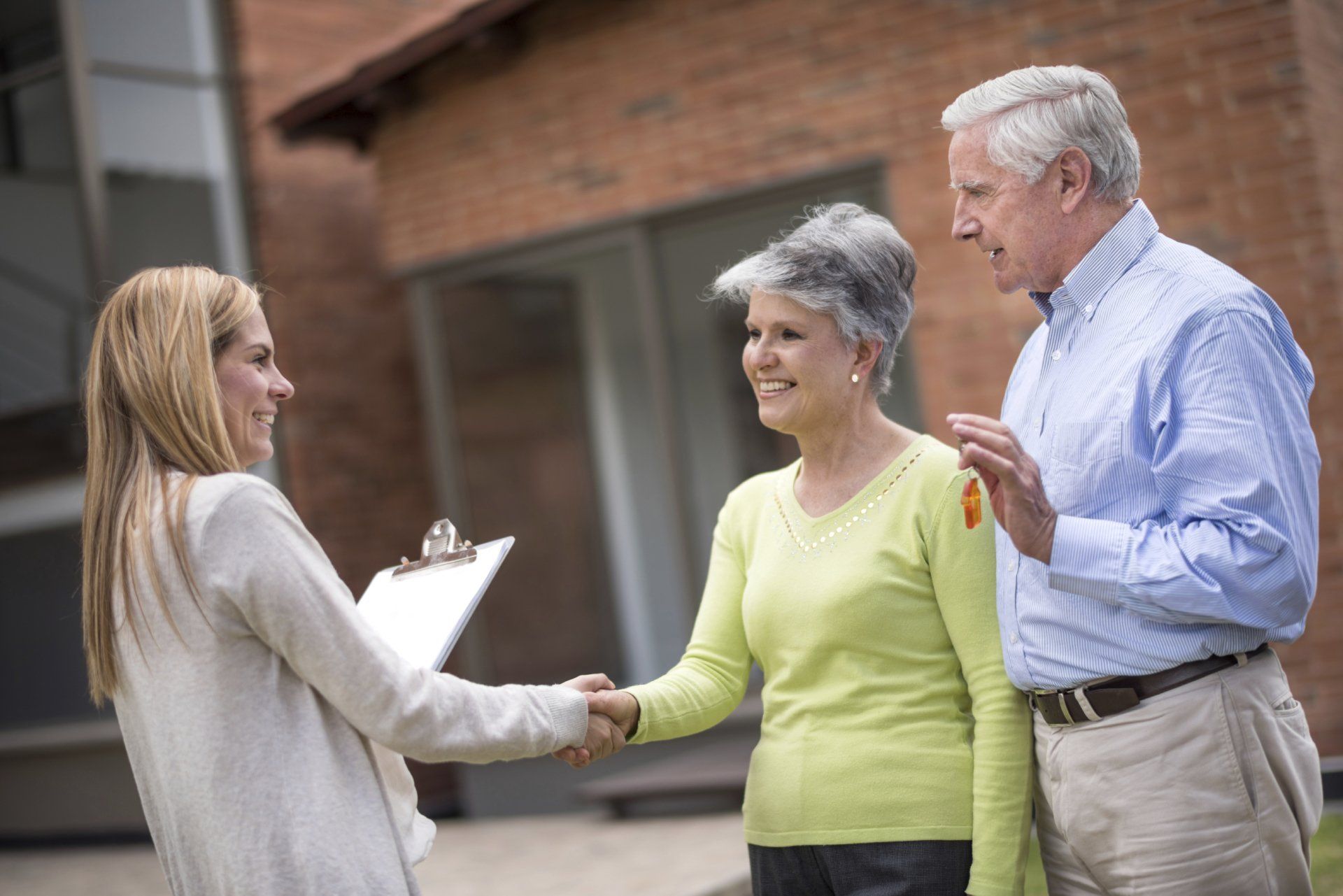 Senior couple buying a house