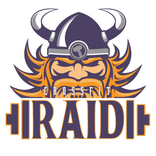 A logo for a crossfit gym with a viking wearing a helmet