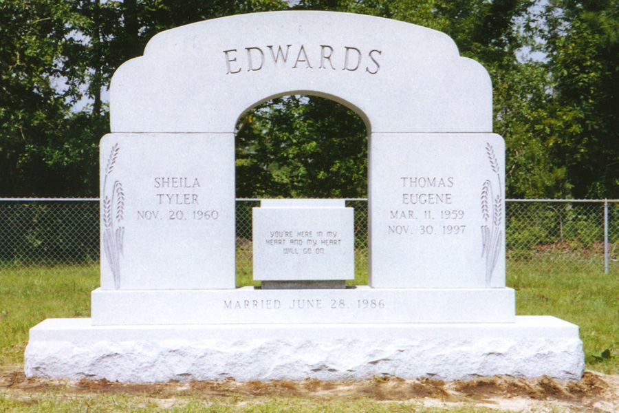 A gravestone for sheila tyler and thomas eugene edwards