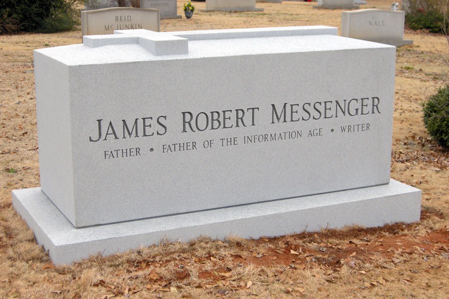 A grave of james robert messenger in a cemetery