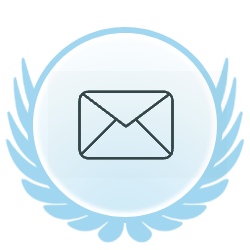 Envelope icon in a blue-accented circular frame.