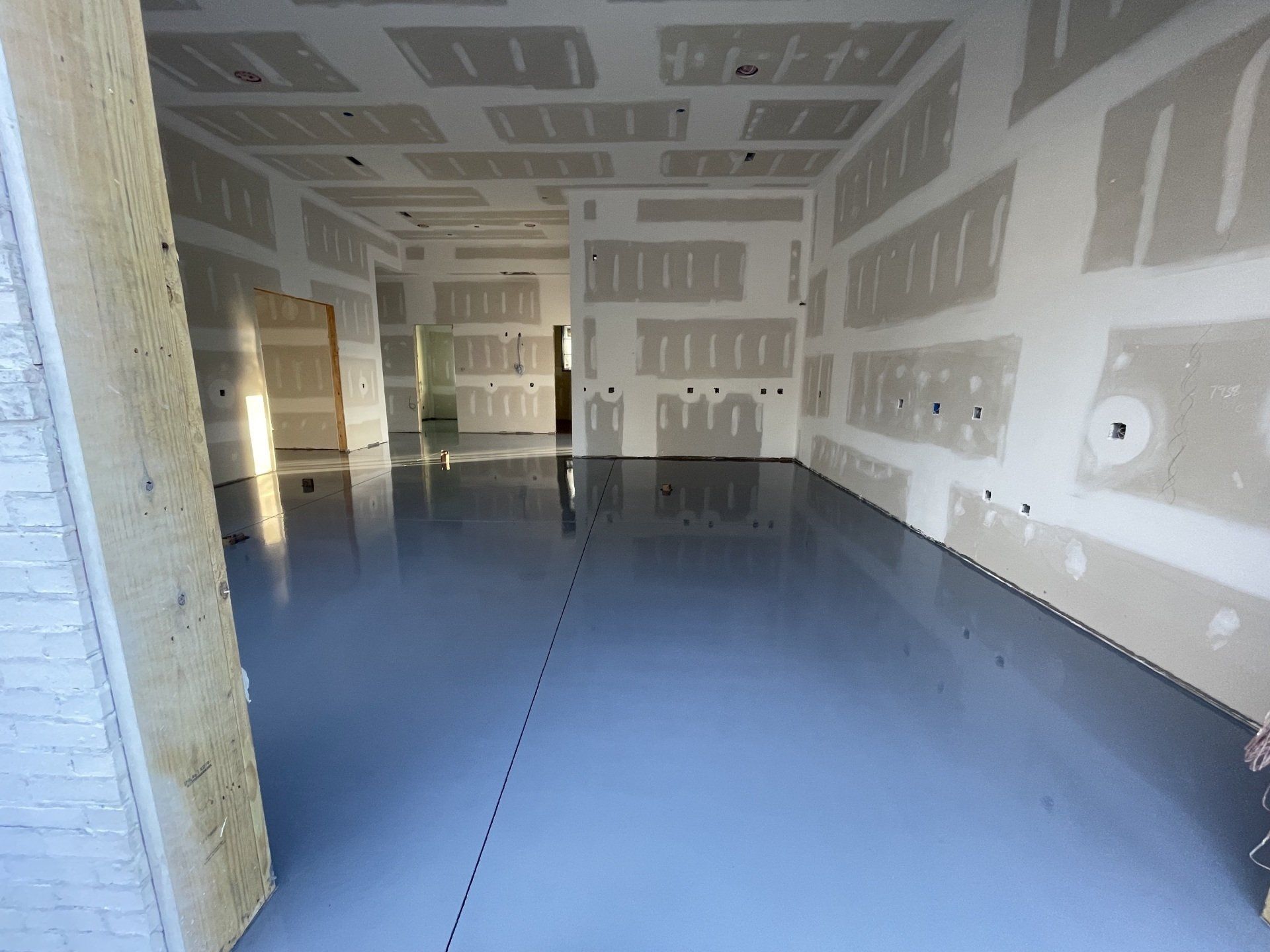 newly sealed concrete floor