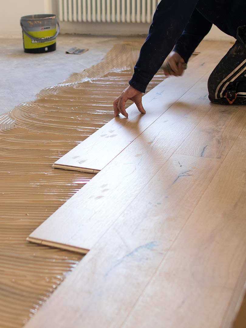 Floor with Brown Glue — Floor Installation in Bundaberg, QLD