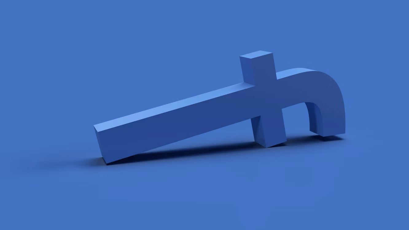 A 3d rendering of the facebook logo on a blue background.