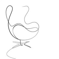Un dibujo en blanco y negro de una silla sobre un fondo blanco.