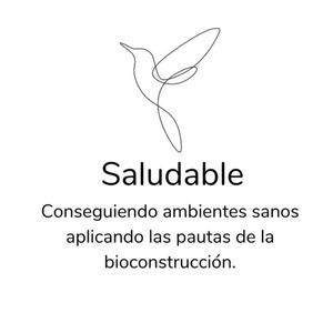 Un dibujo lineal de un colibrí con las palabras saludable escritas debajo.