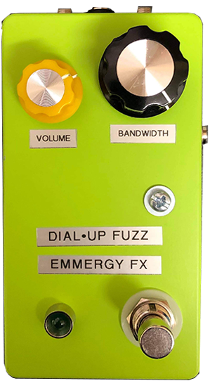 close up of green effect pedal