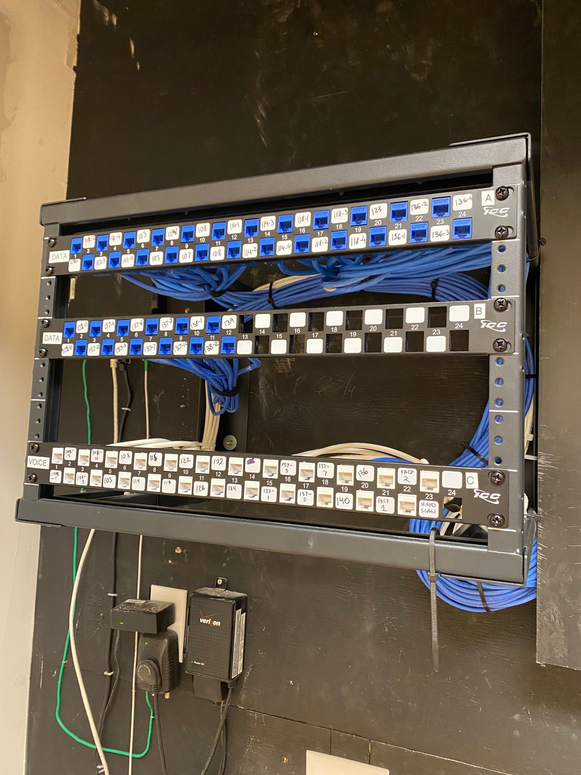 A rack with a bunch of wires coming out of it