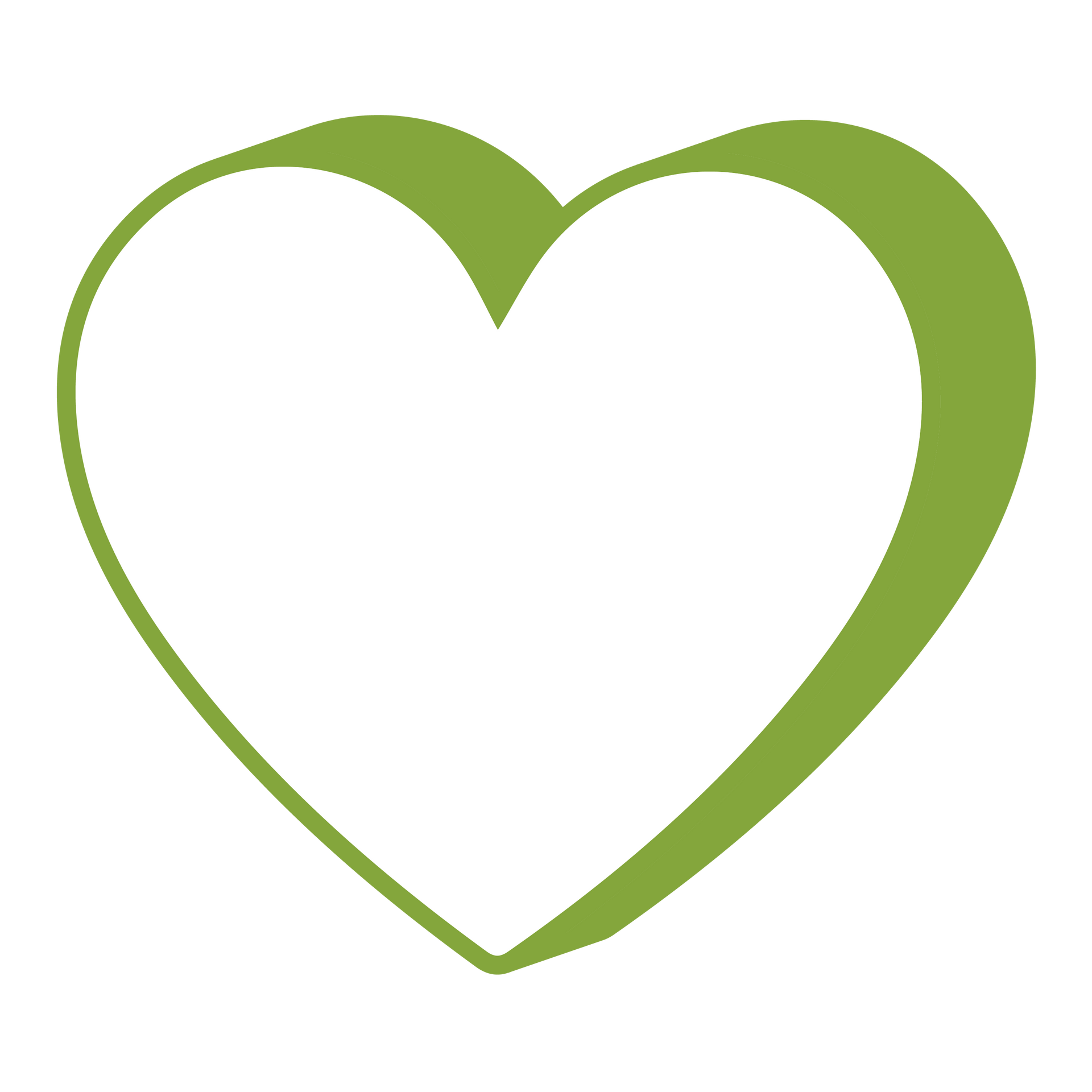 A green heart is on a white background.