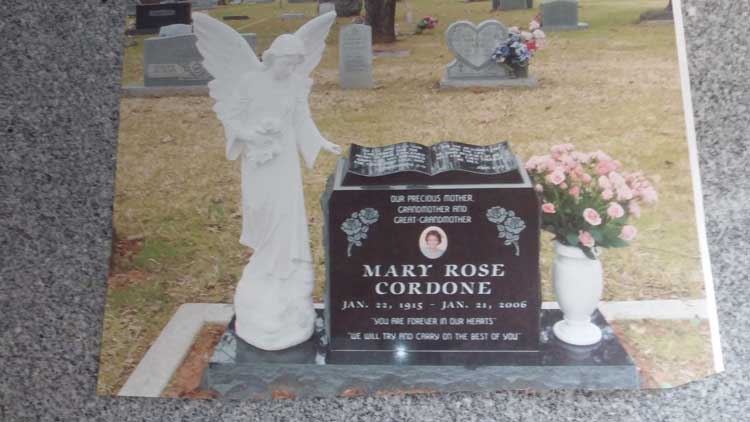 Cordone Headstone — Fort Worth, TX — Fort Worth Monument, INC