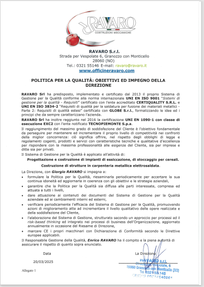 certificazione Ravaro costruzioni