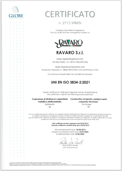 certificazione Ravaro costruzioni