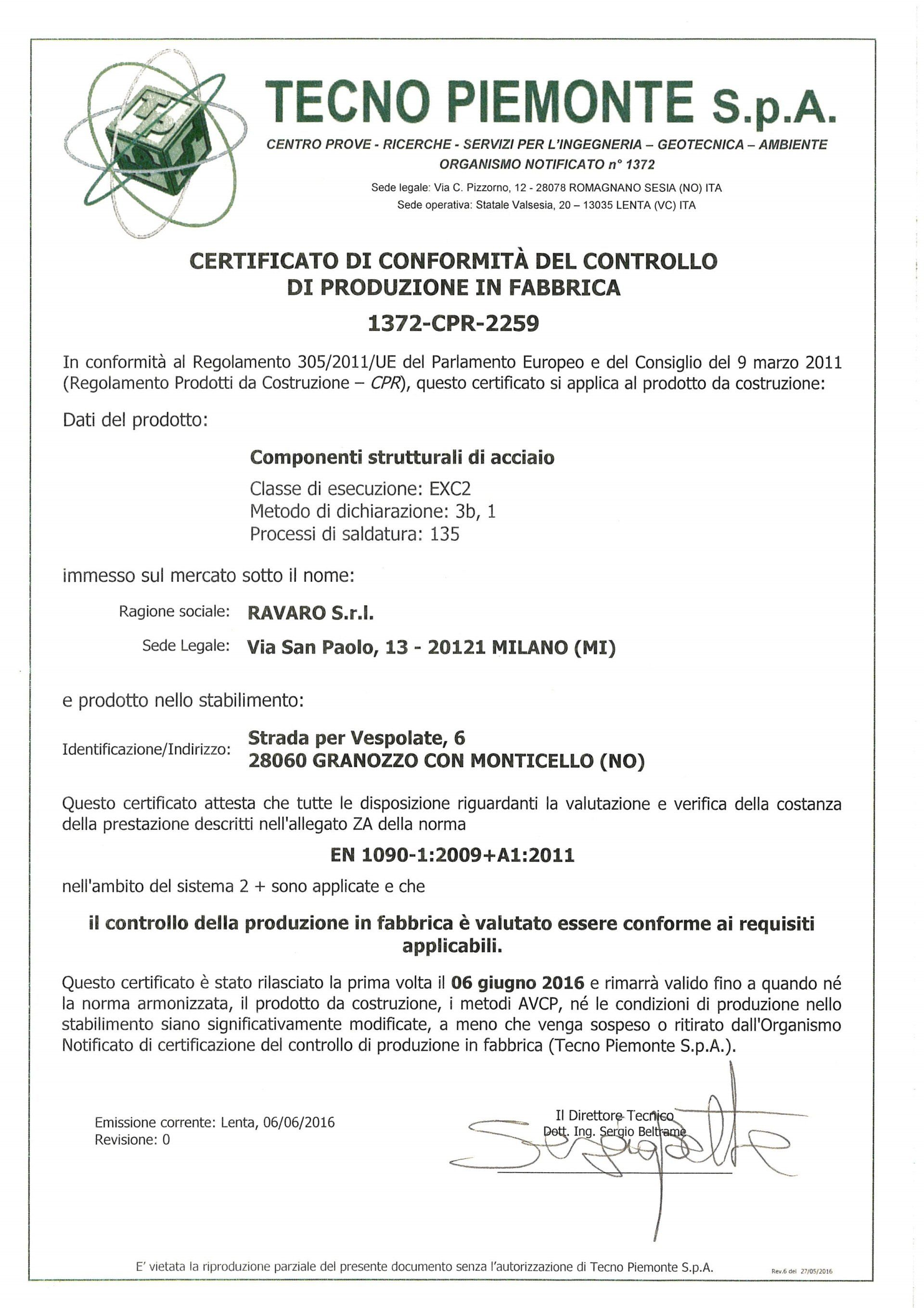certificazioni Ravaro Costruzioni