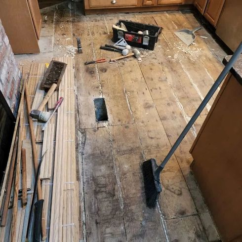 before repairing a kitchen floor