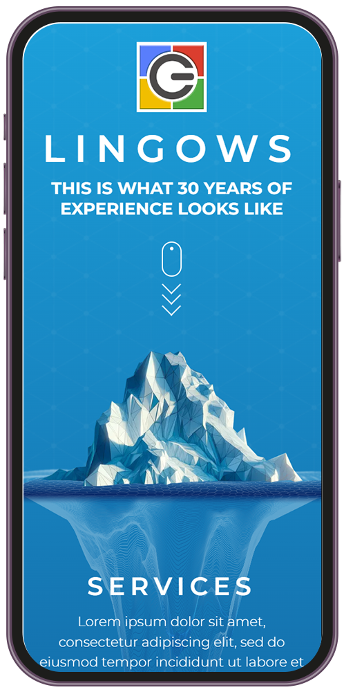 A cell phone with a picture of an iceberg on the screen.