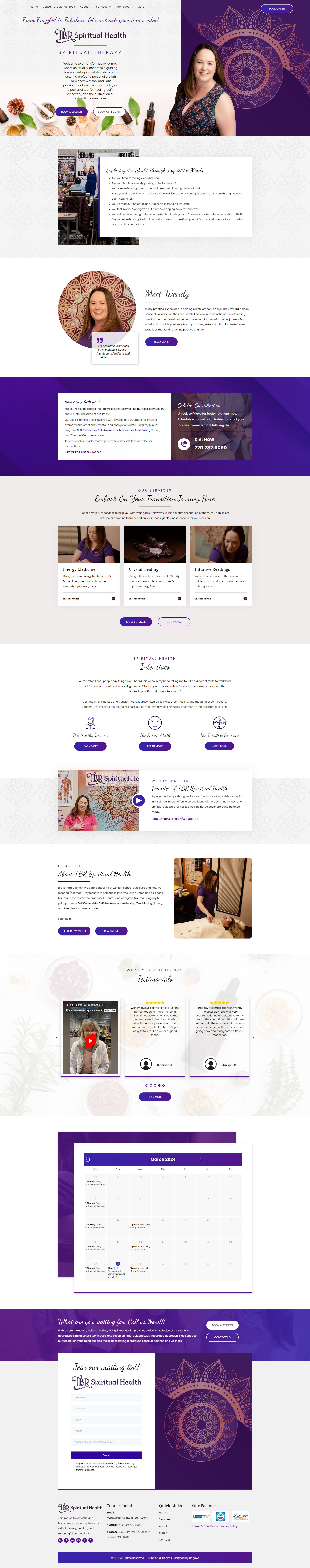A screenshot of a website with a purple background.