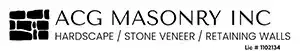 A black and white logo for ACG Masonry INC