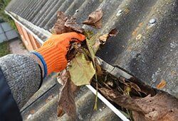Gutter Cleaning — Rain Gutter Cleaning from Leaves in Autumn in Rockville, MD