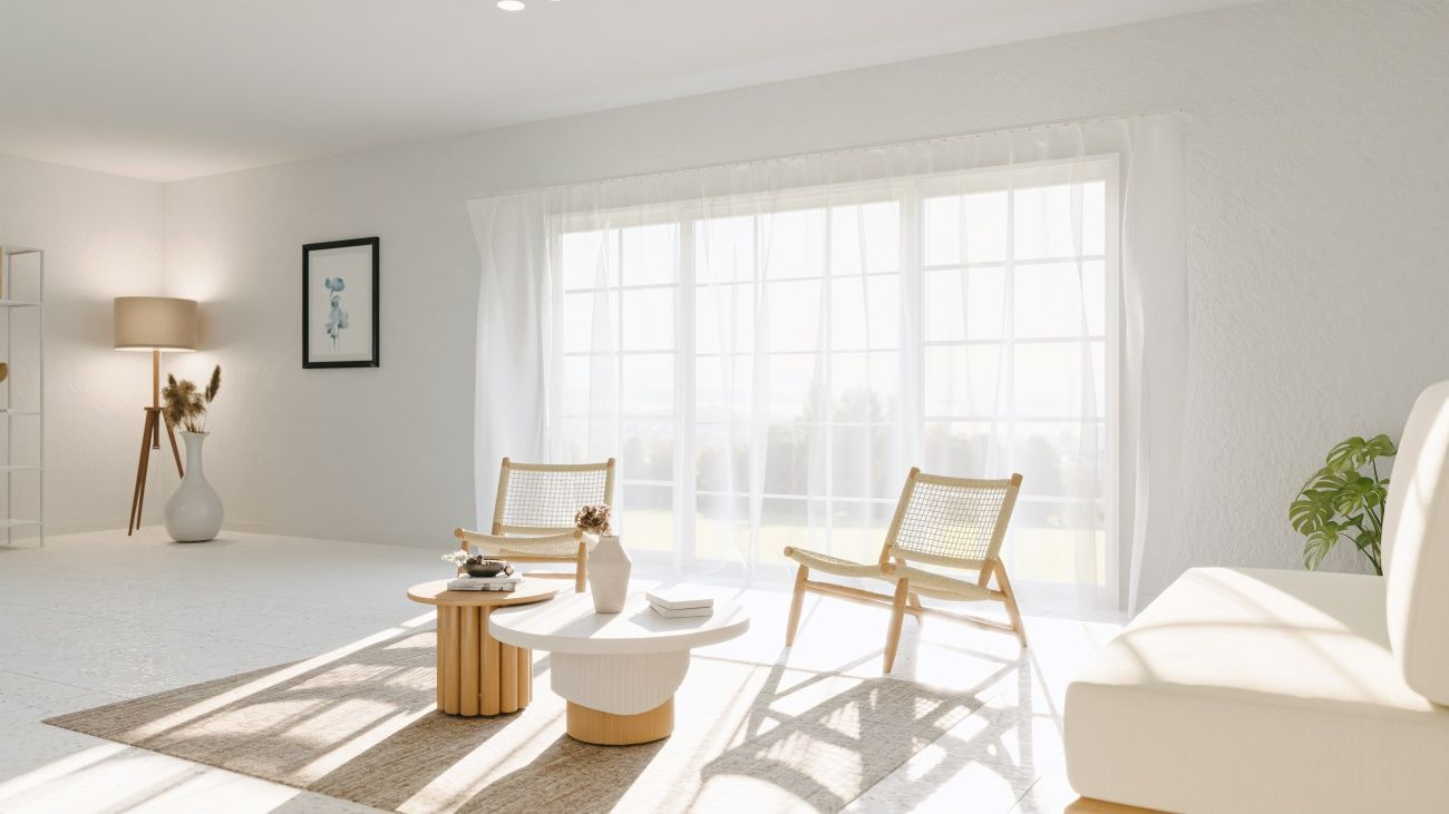 A Living Room With a Large Windows — TT Shutters & Shading In Ballina, NSW