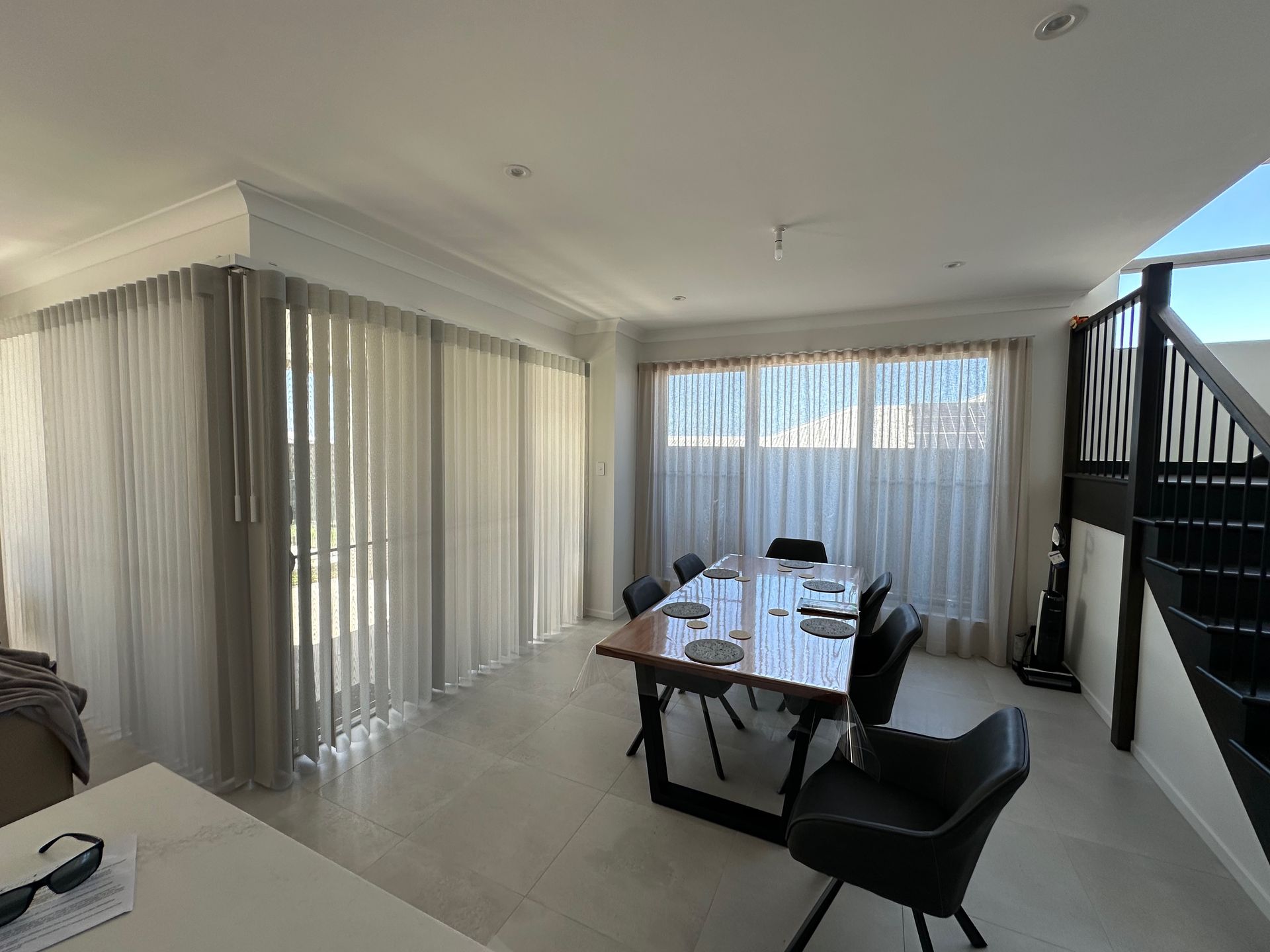 Modern Dining Room With a Wooden Table