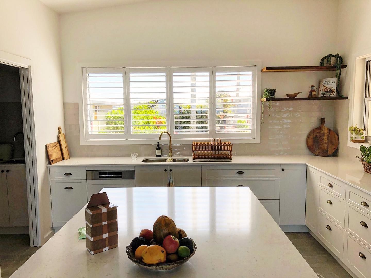 White Blinds On The Kitchen