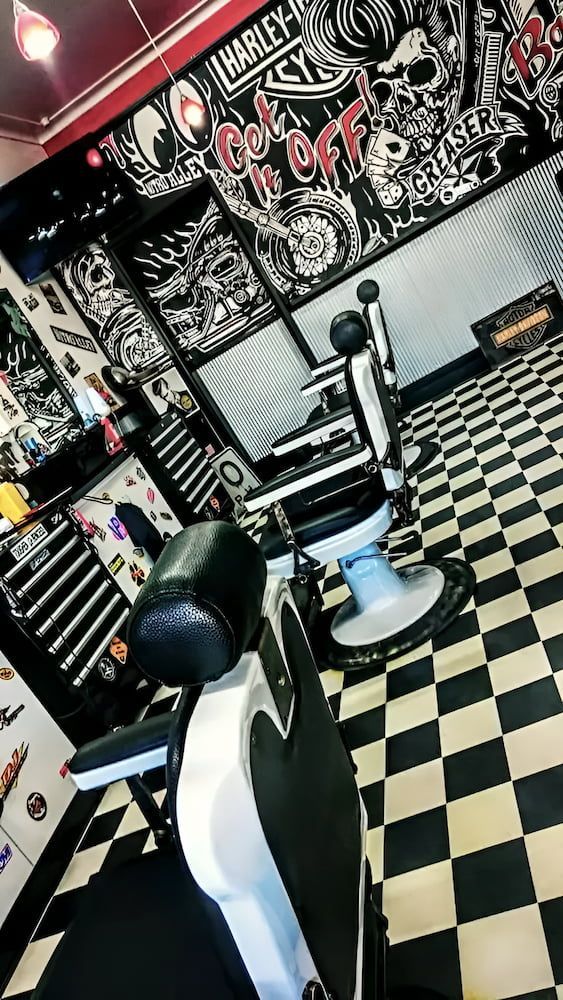 A Barber Shop With A Checkered Floor And A Barber Chair — Get It Off Men's Barber Shop In Raymond Terrace, NSW