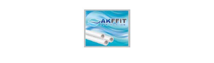 Logo of AKFFIT, a blue and white design featuring pipes and flowing water.