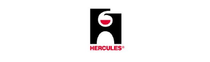 Hercules logo with a black figure, red accents, and the word 