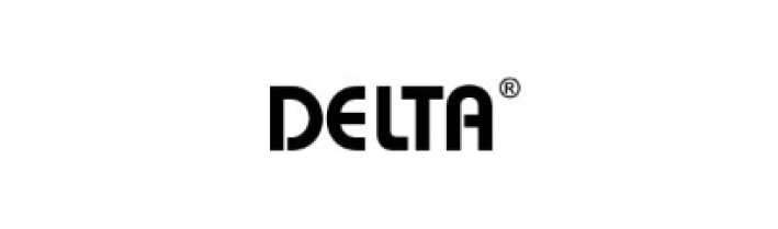 Delta logo in black text with the registered trademark symbol.