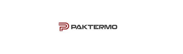 Logo of PAKTERMO, a name next to a stylized letter P in red and gray.