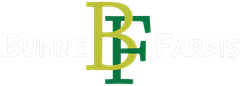 A green and yellow logo for a company called bonne farms.
