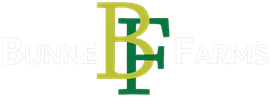 A green and yellow logo for a company called bonne farms.