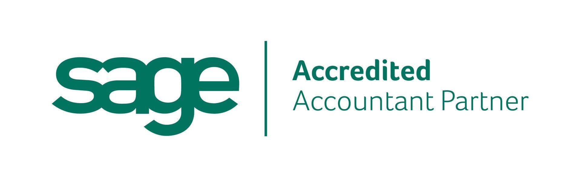 The logo for sage is an accredited accountant partner.