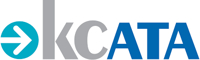 A blue and gray logo for a company called kcata