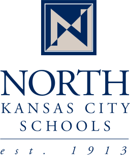 A blue and white logo for north kansas city schools