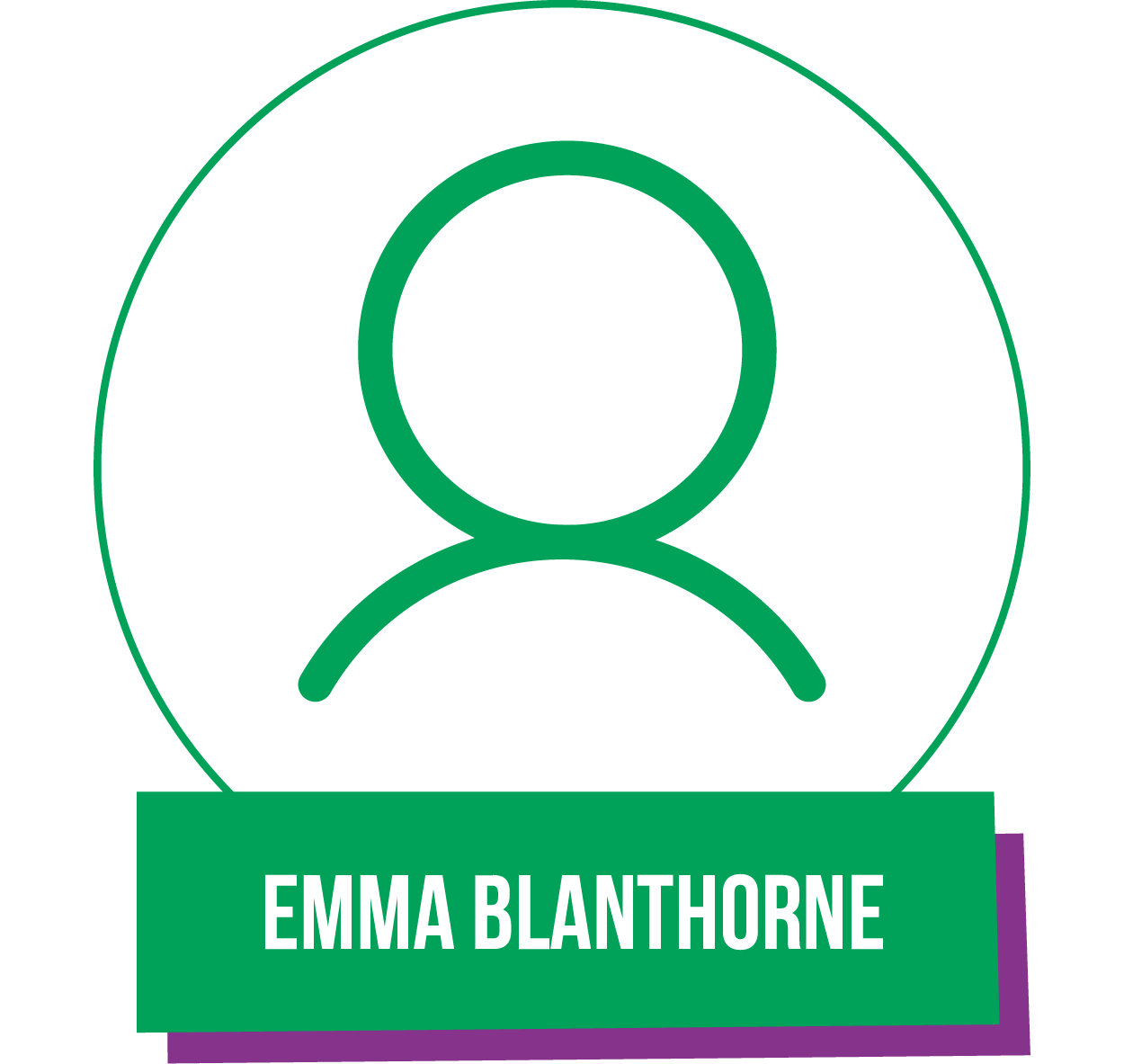 A green circle with emma blanthorne written on it