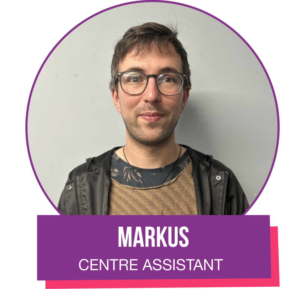 A picture of a man with glasses and the name markus centre assistant