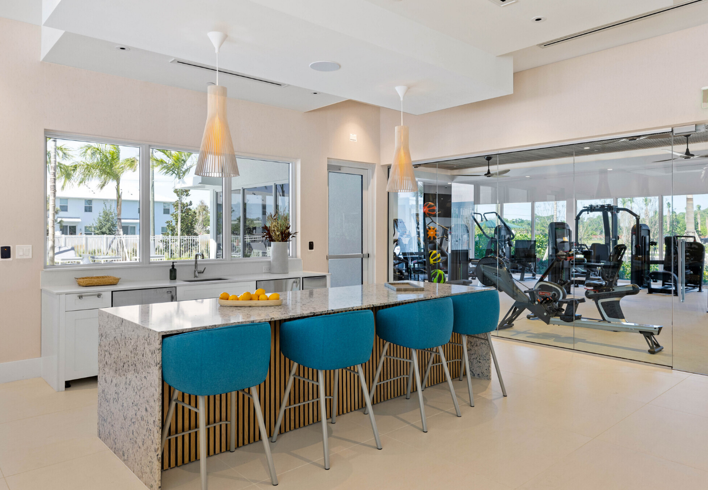 clubhouse barstool area