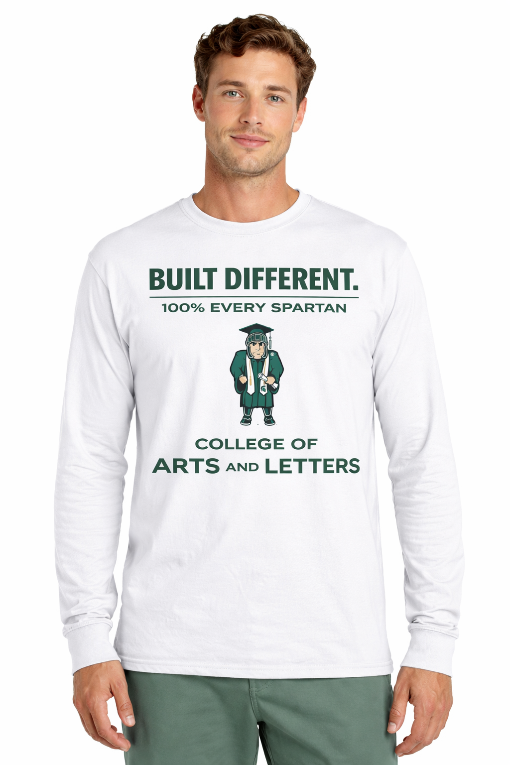 White long-sleeved shirt with 