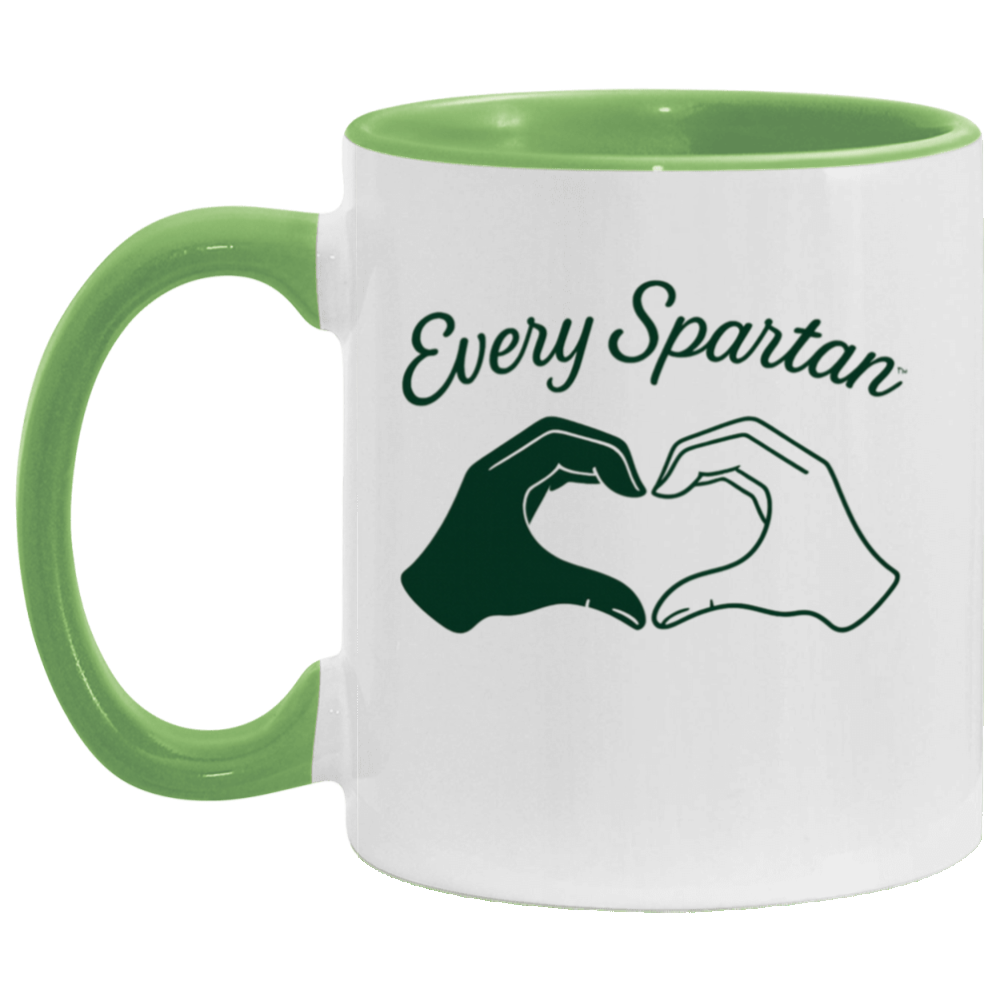 11oz. Accent Mug Heart Hands Light Green
