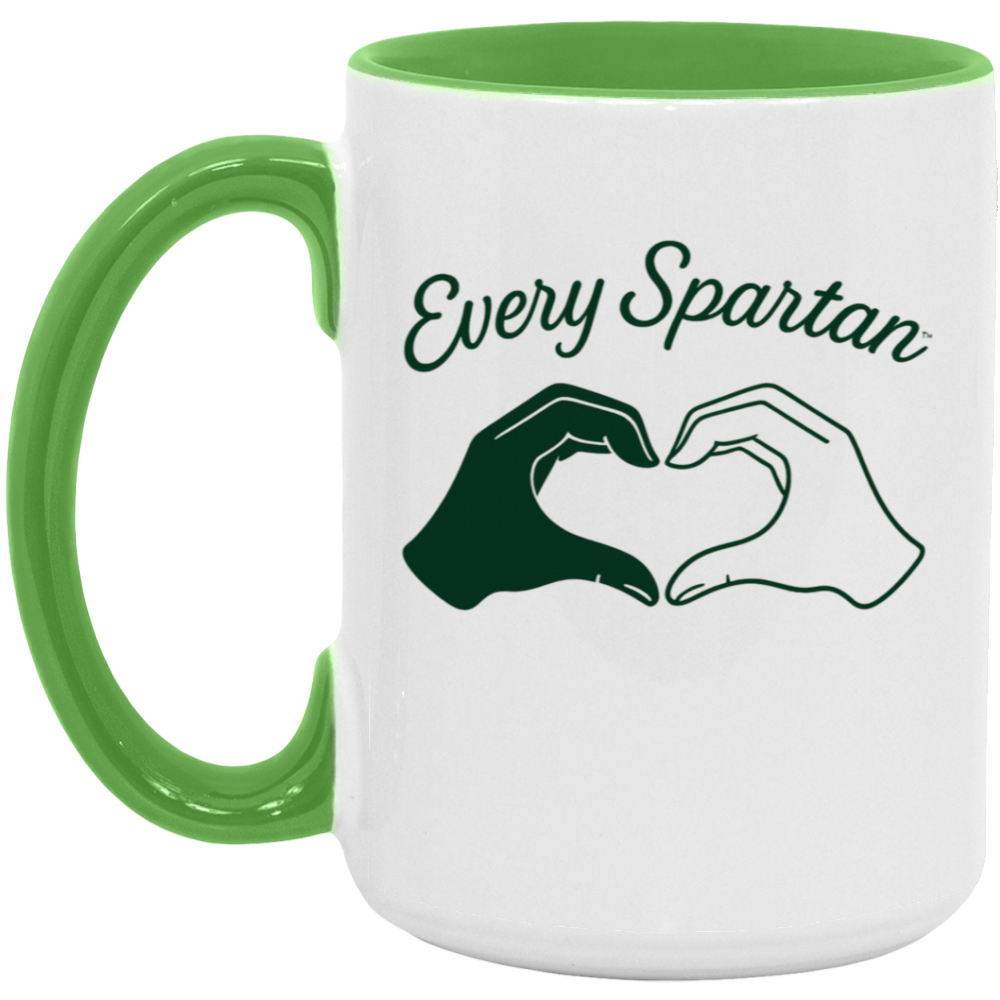 15oz. Accent Mug Heart Hands Light Green