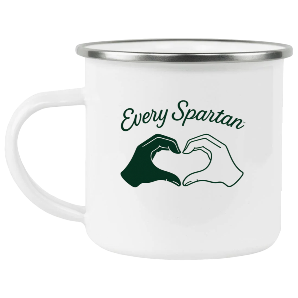 12oz Enamel Camping Mug Heart Hands