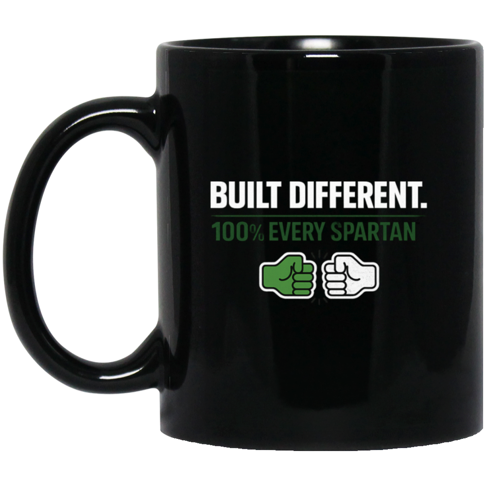 11oz. Black Mug Built Different Fists