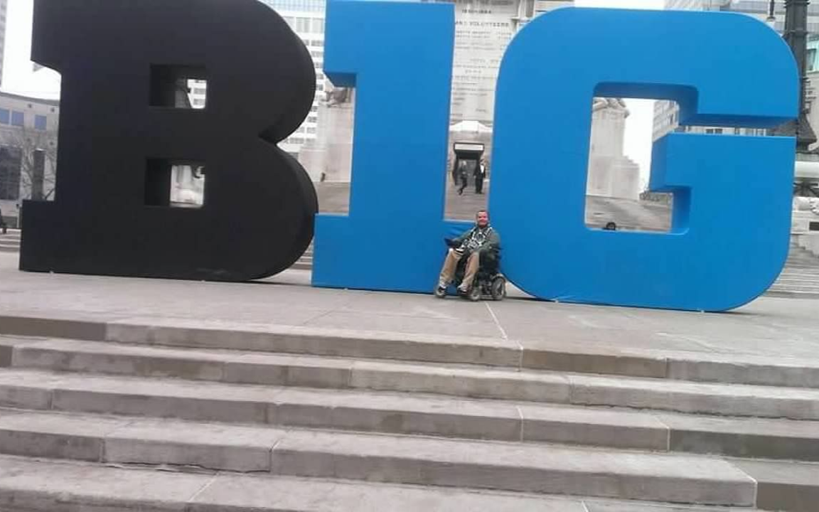 Person seated in front of the 