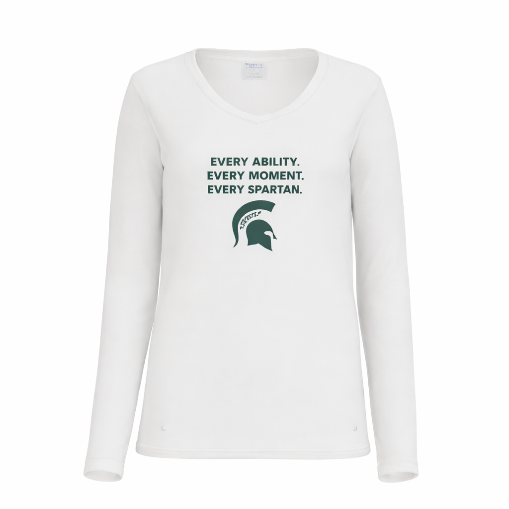 Women's Long Sleeve Fan Favorite™ V-Neck Tee (manifesto) Port & Co™ White