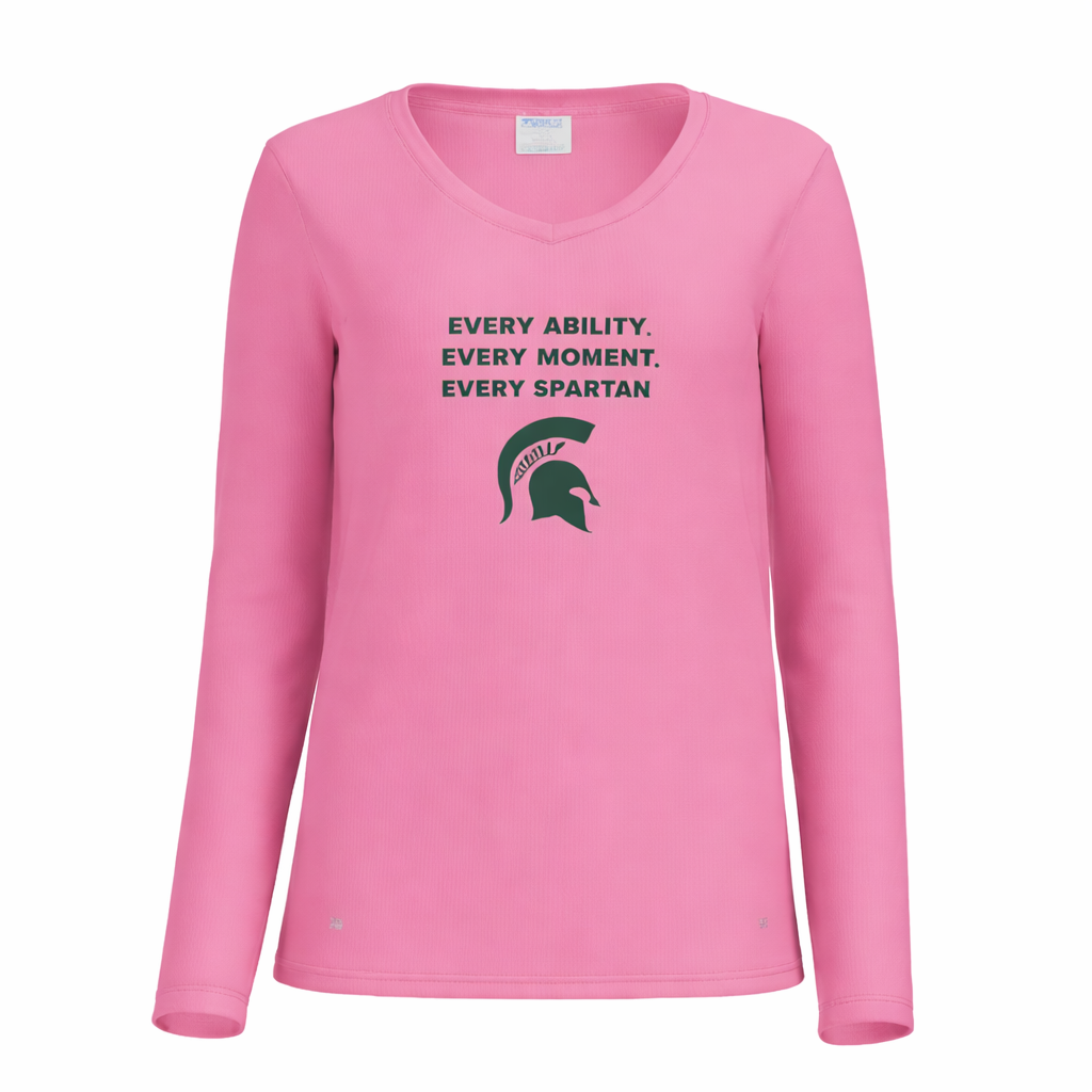 Women's Long Sleeve Fan Favorite™ V-Neck Tee (manifesto) Port & Co™ Sangria