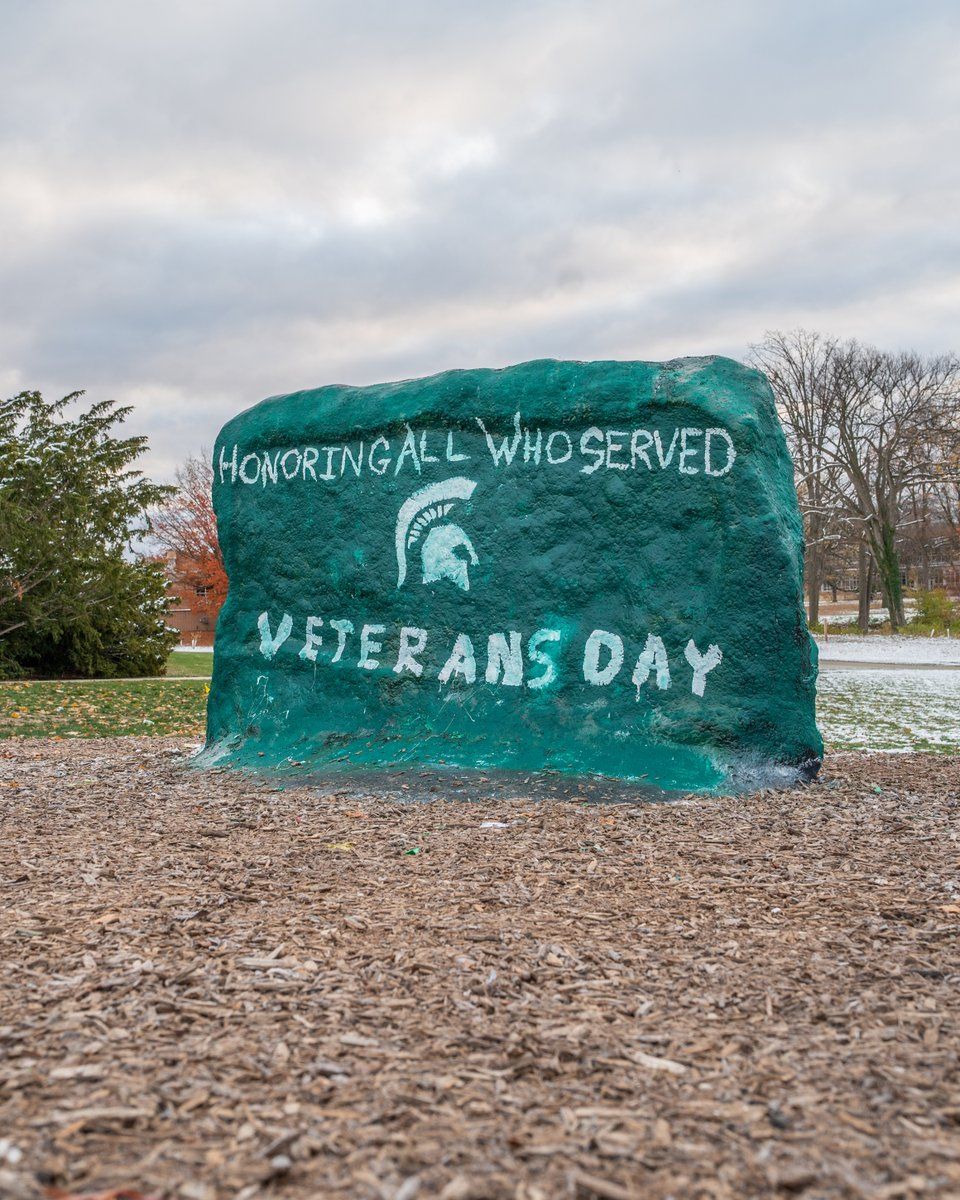Green-painted rock with 