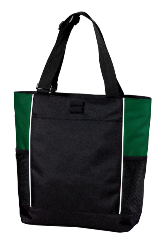 Black and green tote bag with 