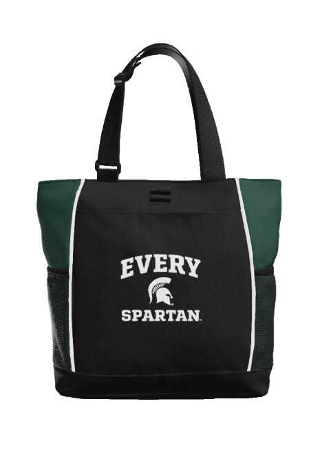 Black and green tote bag with 