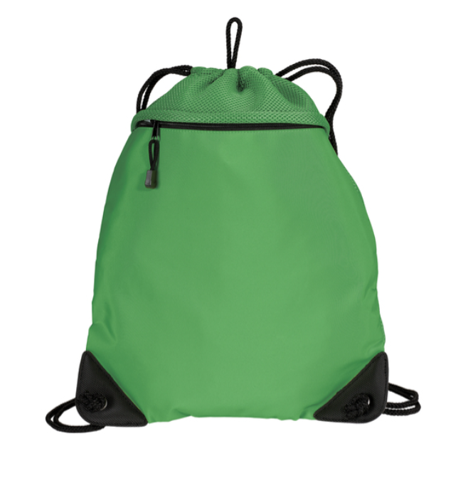 Green drawstring backpack with 